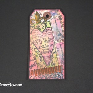 Heart Ticket Stamp / Invoke Arts Collage Rubber Stamps image 3