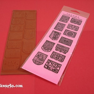 Papel Picados / Invoke Arts Collage Rubber Stamps / Unmounted Stamp Set