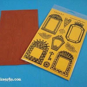 Nicho Frames / Invoke Arts Collage Rubber Stamps / Unmounted Stamp Set