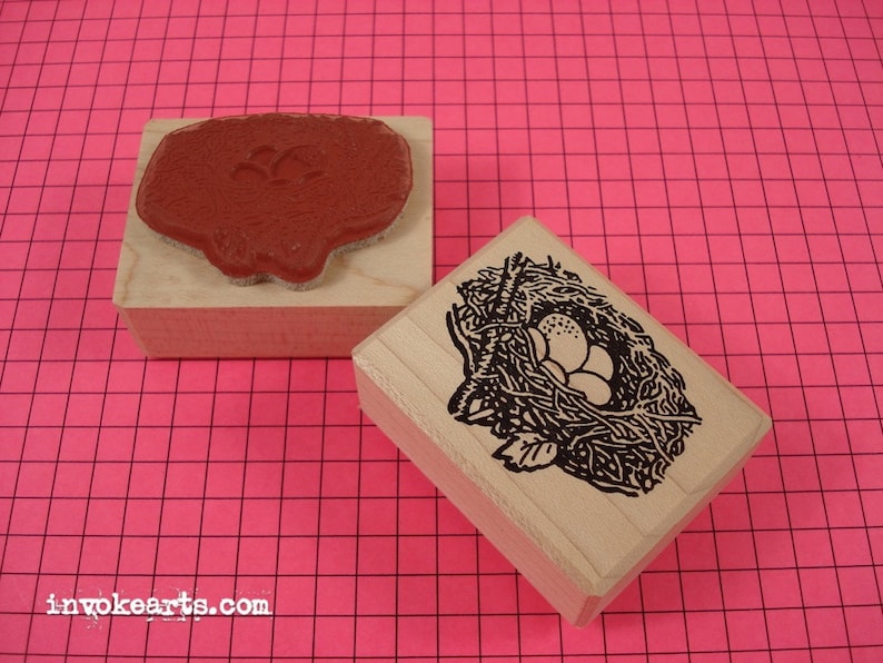 Bird's Nest Stamp / Invoke Arts Collage Rubber Stamps image 1