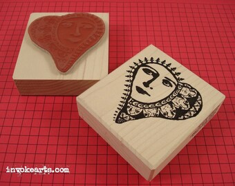 Moon Heart Face Stamp / Invoke Arts Collage Rubber Stamps