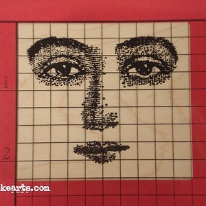 Looking-at-you Face Stamp / Invoke Arts Collage Rubber Stamps image 2