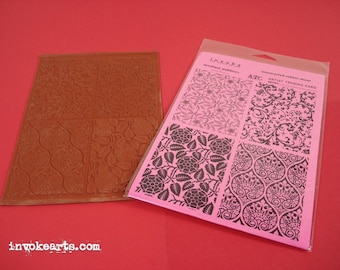 Floral ATC Backgrounds / Invoke Arts Collage Rubber Stamps / Unmounted Stamp Set