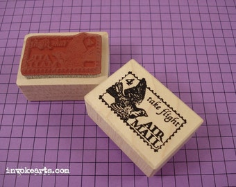 Take Flight Post Stamp / Postoid / Invoke Arts Collage Rubber Stamps