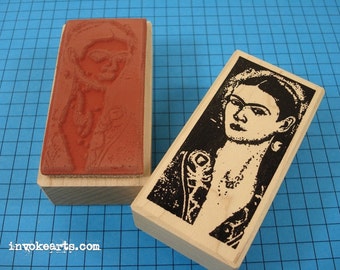 Frida Self Portrait Stamp / Invoke Arts Collage Rubber Stamps