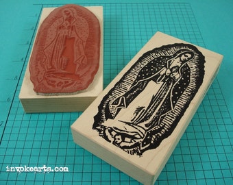 Lg Virgin of Guadalupe Stamp / Invoke Arts Collage Rubber Stamps