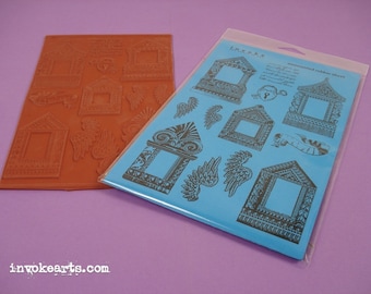 Traditional House Frames / Invoke Arts Collage Rubber Stamps / Unmounted Stamp Set