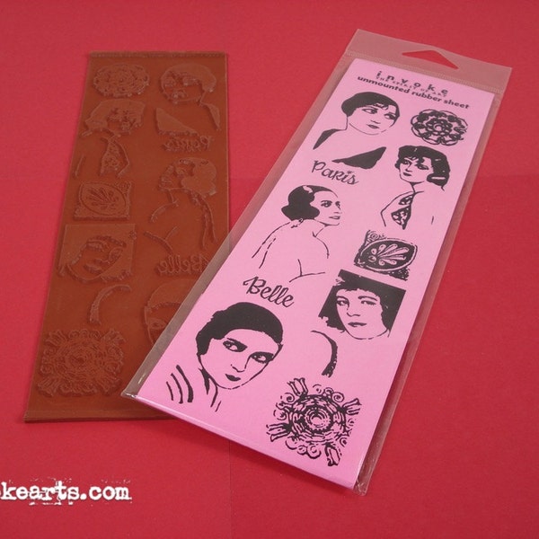 Sale / Paris Belles / Invoke Arts Collage Rubber Stamps / Unmounted Stamp Set