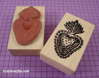 Heart Milagro 3 Stamp / Invoke Arts Collage Rubber Stamps