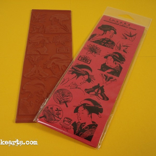 Geisha / Invoke Arts Collage Rubber Stamps / Unmounted Stamp Set