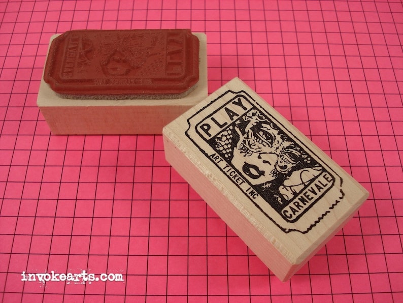 Carnevale Ticket Stamp / Invoke Arts Collage Rubber Stamps image 1