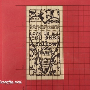 Heart Ticket Stamp / Invoke Arts Collage Rubber Stamps image 2