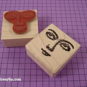 Small Upward Glance Face Stamp / Invoke Arts Collage Rubber Stamps