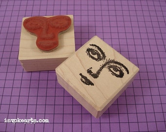 Small Upward Glance Face Stamp / Invoke Arts Collage Rubber Stamps