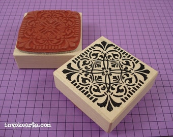 Striped Mosaic Square Stamp / Invoke Arts Collage Rubber Stamps