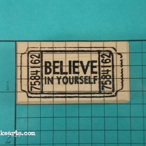 Believe Ticket Stamp / Invoke Arts Collage Rubber Stamps image 2