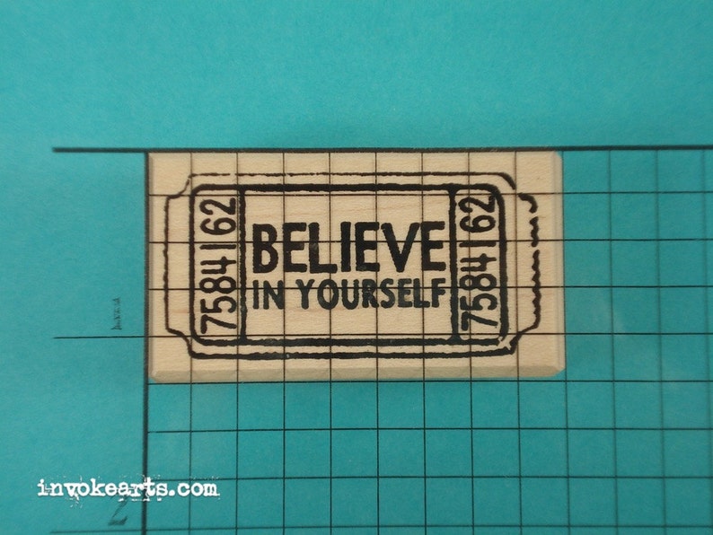 Believe Ticket Stamp / Invoke Arts Collage Rubber Stamps image 2