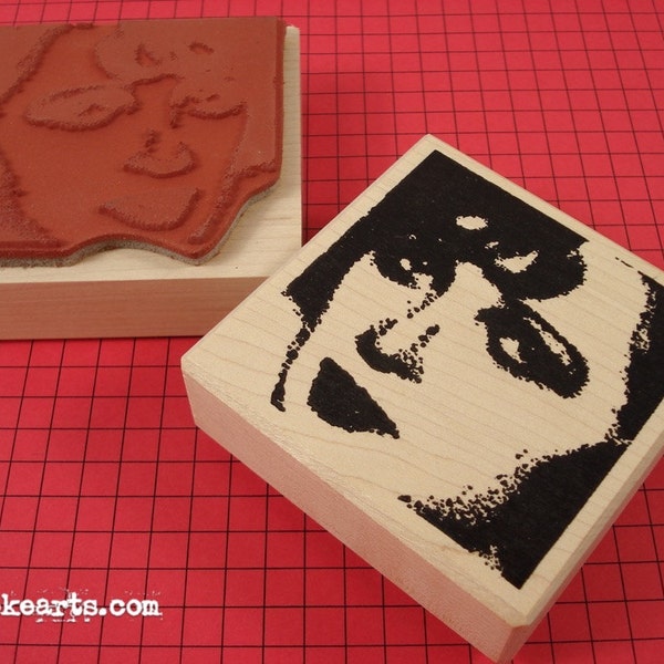 Cerise Face Stamp / Invoke Arts Collage Rubber Stamps