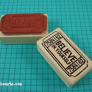 Believe Ticket Stamp / Invoke Arts Collage Rubber Stamps image 1
