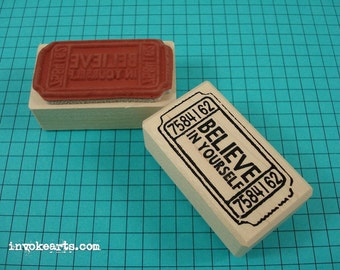 Believe Ticket Stamp / Invoke Arts Collage Rubber Stamps