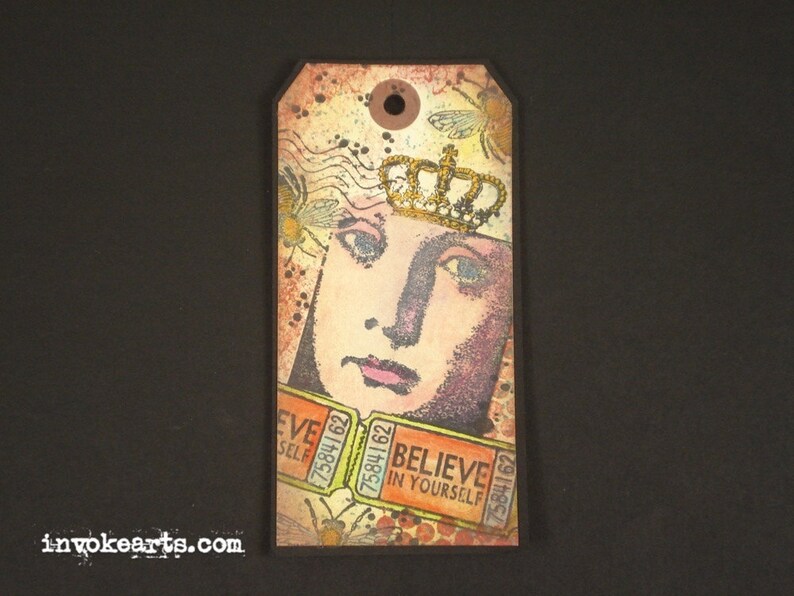 Believe Ticket Stamp / Invoke Arts Collage Rubber Stamps image 3