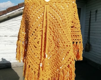 Poncho aus Alpakawolle * Häkelponcho * Hippie * Boho * handmade