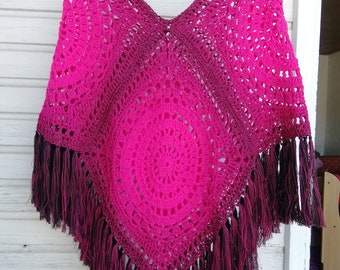 Poncho * Häkelponcho * Hippie * Boho * handmade * Sommerponcho * 100% Baumwolle