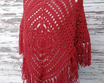 Poncho aus Alpaka * Häkelponcho * Hippie * Boho * handmade