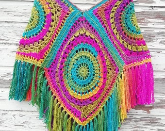 Poncho * Damenponcho * Glitzerponcho * Hippie * Boho * Häkelponcho * handmade