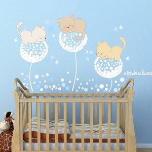 Fabric Wall decals, kids fabric wall stickers, baby nursery room decor, baby wall decal &quot;Dandelion flowers&quot;