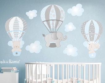 Fabric wall decals, kids wall stickers, baby nursery room decor, baby wall decor, wall stickers "Air Balloons 2"