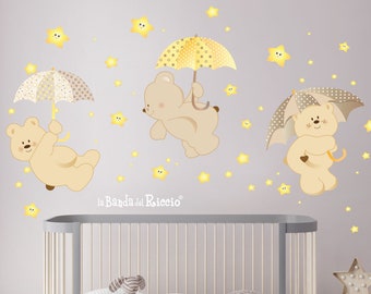 Wall Decals Fluo Stars Wall Stickers Baby Nursery Baby wall decals Kit StarsRain