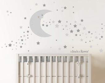 Kinderkamer stoffen muurstickers, babykamer stickers, muurstickers, "Stardust" slaapkamer decoraties