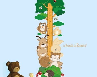 Baby Fabric growth chart, wall decals, kids wall stickers, baby nursery room decor, height meter "Woodland"