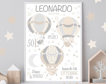 Birth Picture -Birth Announcement Shadowbox- Newborn Baby Gift- Personalized Gift- Nursery decor- Air Balloons 4