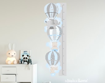 Kids growth chart, wall decals, baby nursery room decor, Height meter "Hot Air Balloons 2"
