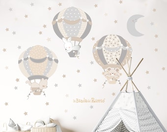 Fabric Wall decals, kids wall stickers, baby nursery room decor "Air Balloons 4"