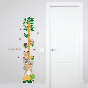 Kinderstofgroeimeter, textiellijmmeter voor muren, slaapkamermuurstickers, "Little Wood" groeimeter