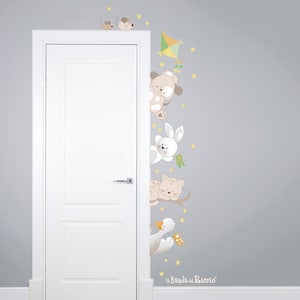 Adhesive fabric PVC free, kids wall stickers, baby nursery door decor, wall decal &quot;Farm Friends&quot;
