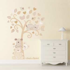 Fabric Tree baby wall decal, nursery fabric wall stickers, kids wall stickers, baby Tree of Puppies