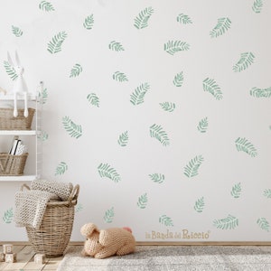 Adesivi murali in tessuto per bambini, adesivi da muro effetto carta da parati, stickers murali pattern "Botanic"