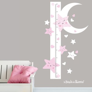 Kids growth chart, wall decals, baby nursery room decor, baby meter heigth &quot;Stars and Moon&quot;