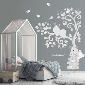 Tree baby fabric wall decal, nursery puppies animals, fabric wall decal kids, wall stickers baby &quot;Puppies in the wind tree&quot;