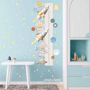 Stofgroeimeter voor kinderen, slaapkamermuurstickers, muurstickermeter, muurgroeimeter voor kinderen "Space"