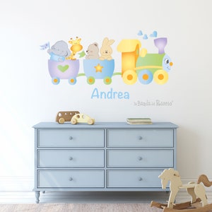 Fabric wall decal, nursery train, wall decals, kids fabric wall stickers, baby nursery decor, wall decal &quot;Ciuf Ciuf Train&quot;