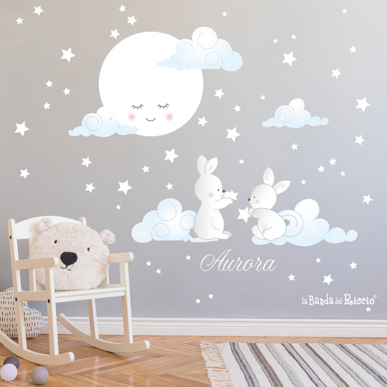 Wall decals, kids wall stickers, baby nursery room decor, baby wall stickers Moonlight image 1