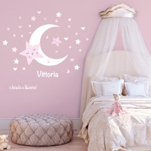 Fabric Wall decals, kids wall stickers, baby nursery room decor Moon and Stars image 3