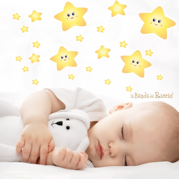 Wall decals fluo, wall stickers fluorescent, baby nursery "Fluorescent Stars"