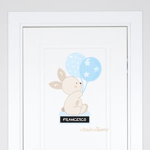 Fabric Door Decal- Chalkboard Nursery Room Door, Wall Decals for Door, Bunny Balloons