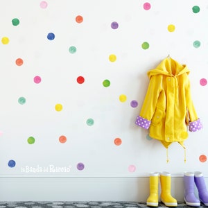 Adesivi murali in tessuto per bambini, stickers cameretta, adesivi da muro effetto carta da parati, pattern "Pois Arcobaleno"